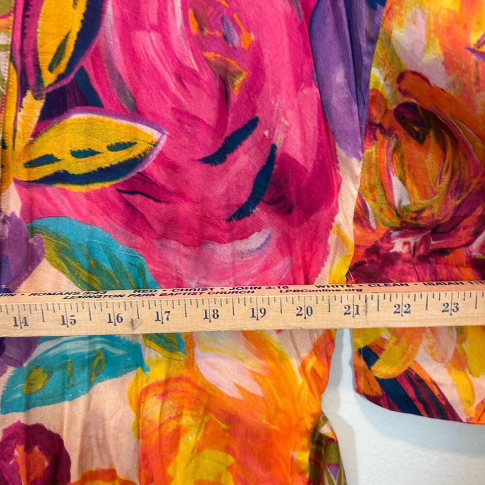 Powder Floral Bright Graphic Kimono Robe Soft Viscose/Pockets Belt OS - Picture 9 of 11